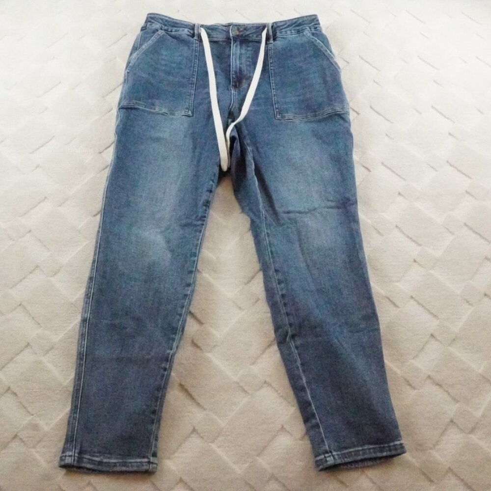 Judy Blue Jogger Jeans Womens 14W High Rise Blue Denim Drawstring